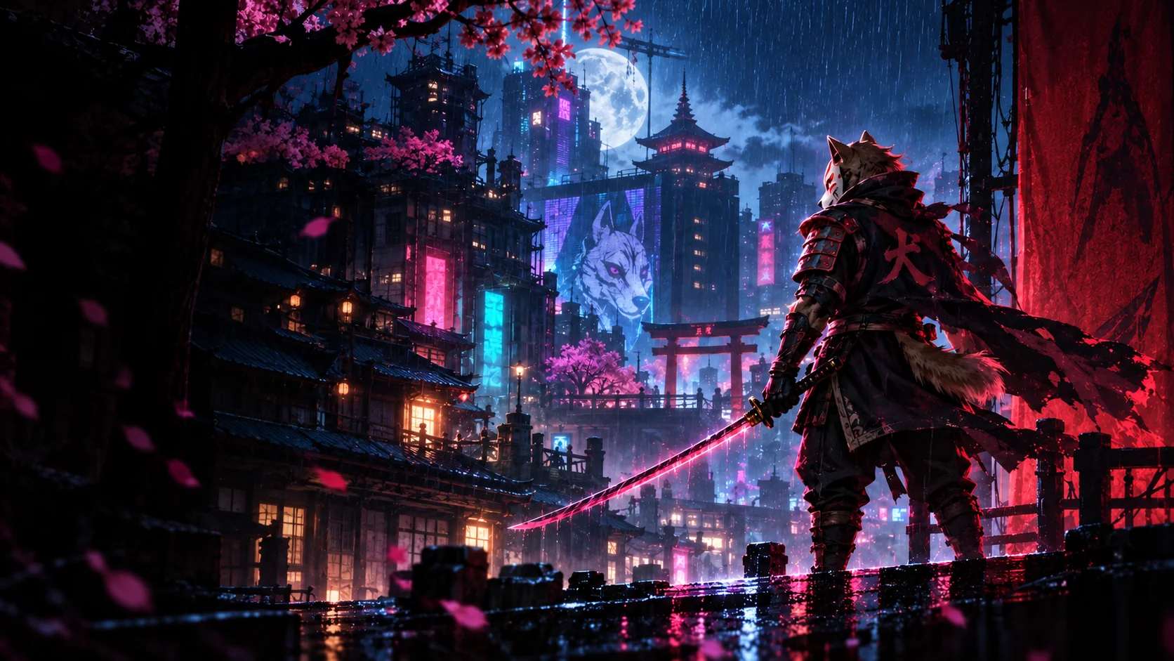 Shadows: the masked protector above the neon city